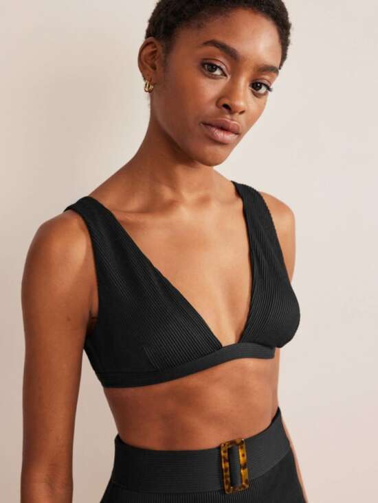 Ribbed V-neck Bikini Top