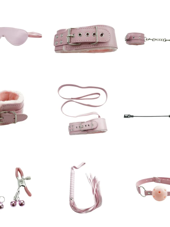 SM Bondage Handcuffs Leash Collar Mouth Gag Adjustable Nipple Clamp Blindfold Racket Whip Customized Leather Sex Toys for Couple
