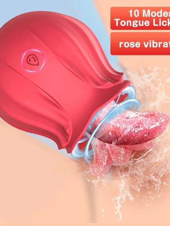 SacKnove Tik Tok Hot Sales New Vibrating Flower Licking Tongue Big Mouth Lip Clitoral Sucking Dildo Vibrator Rose Sex Toy